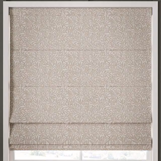 William Morris At Home Willow Made to Measure Blackout Roman Blind in Sand and Beige Floral Jute