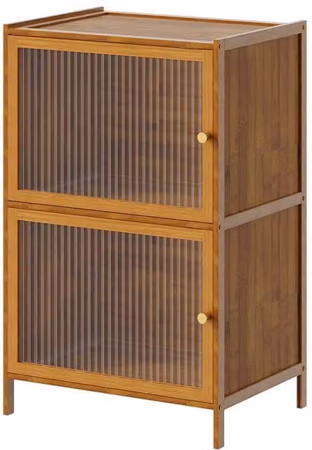 Garden Sanctuary Modern 2-Tier Corner Storage Cabinet in Brown and Beige