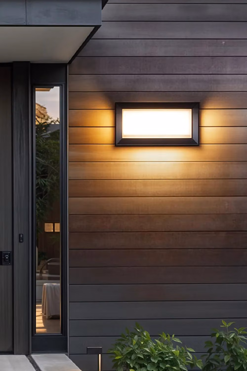 Living and Home Black Rectangular Outdoor LED Wall Light, IP65 Waterproof, Warm White – 2