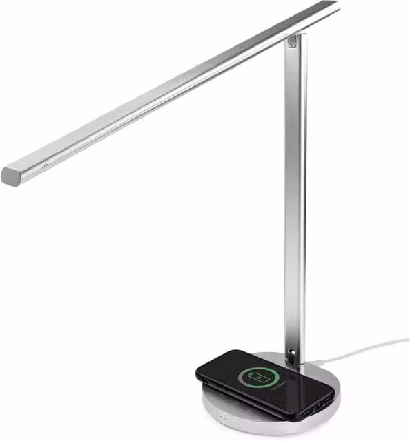 DYZI LED Smart Desk Lamp with Wireless Charging and Alexa Control in Silver