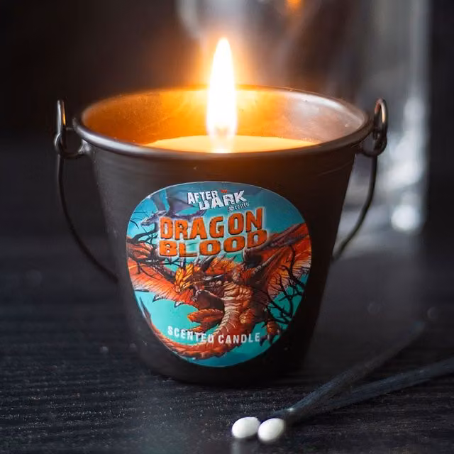 Kingsbury Gifts After Dark Dragon Blood Scented Candle Bucket in Orange and Black