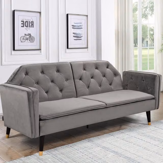Comfy Living Modern Click Clack Velvet Upholstered Sofa Bed