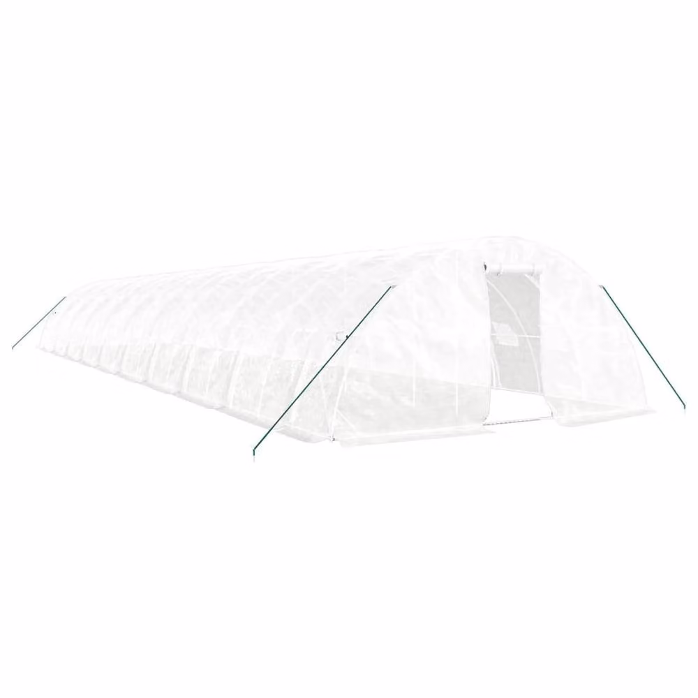 Berkfield Home Freestanding Greenhouse with Steel Frame and Plastic Cover, White, W/D/H: 20 x 5 x 2.3 m – 2