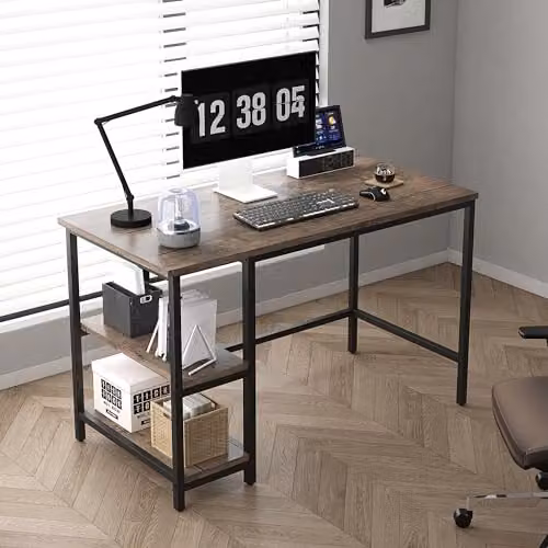 MCC Direct Chicago Computer Desk in Grey with 2 Shelves, W: 100 cm – 1