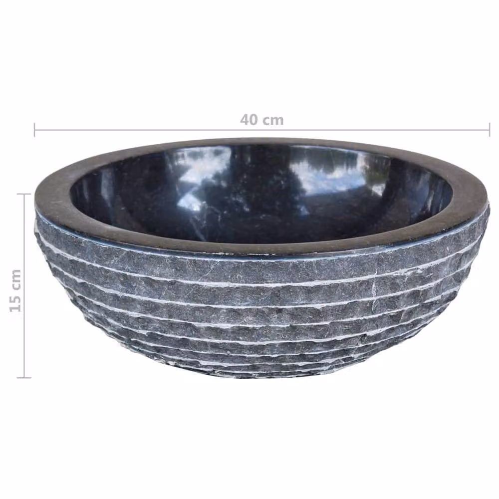 Berkfield Home Black Marble Basin, W: 40 cm, D: 15 cm – 5
