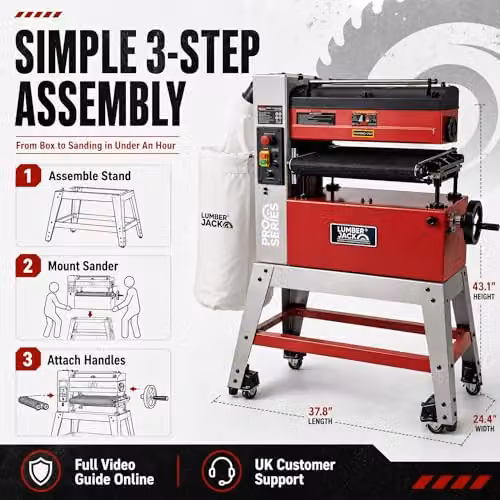 Lumberjack 18 inch Open End Drum Sander with 1800W Motor, Red – 8