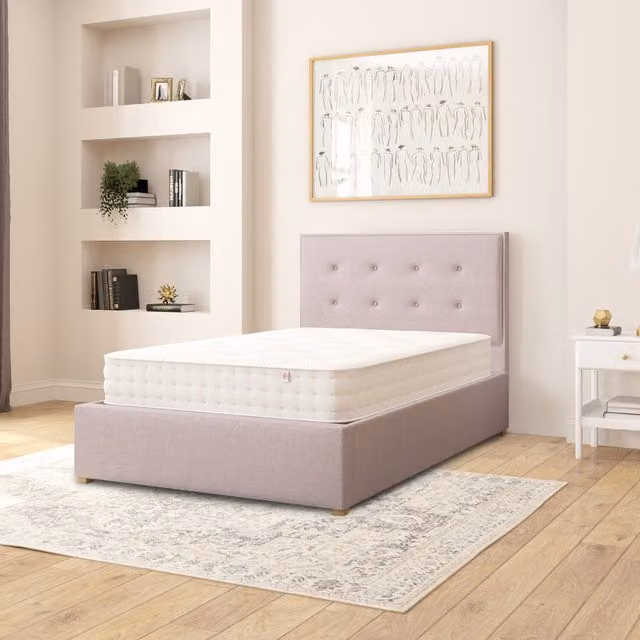 Aspire Presley Fabric Ottoman Storage Bed in Grey Eire Linen, Small Double, W/D/H: 120 x 200 cm
