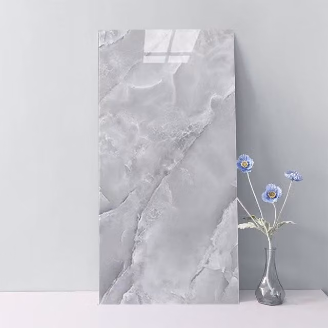 SPETLEK 12 Pack Self Adhesive Marble Look Wall Tiles in Grey for Kitchen and Bathroom Decor