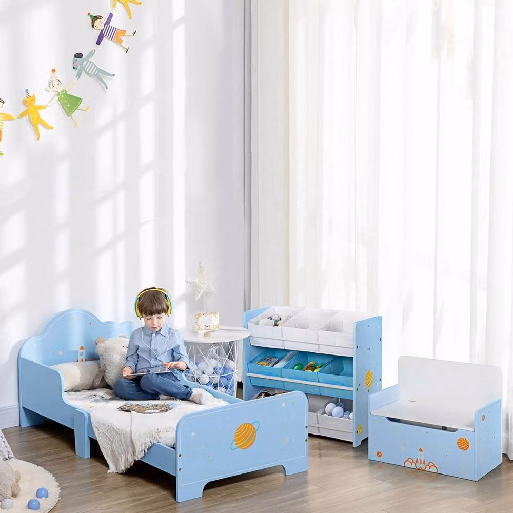 Havendro Blue Geometric Pattern Toddler Bed in Engineered Wood – 2
