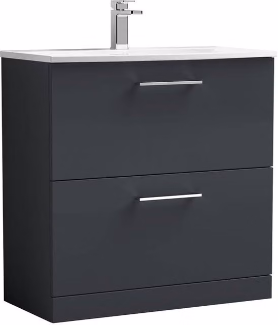 Balterley Modern Bathroom Floor Vanity Unit with 2 Soft Close Drawers, Dark Grey