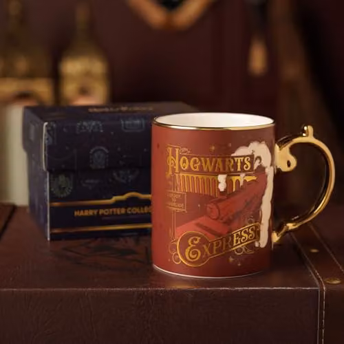 Widdop and Co Harry Potter Hogsmeade Station Collectable Ceramic Mug, Red with Gold Handle, 325ml – 4