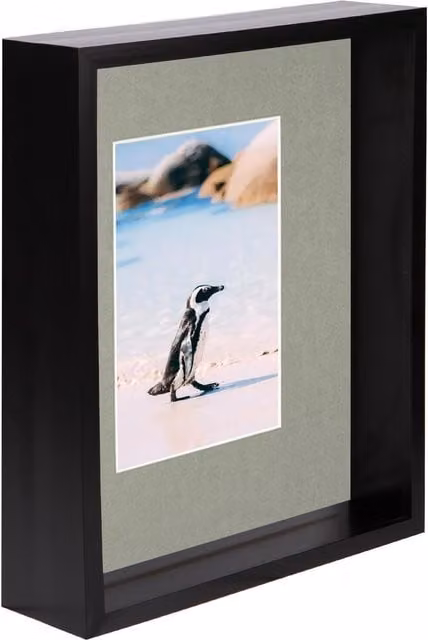 Nicola Spring Black and Grey 3D Deep Box Photo Frame with 4 x 6 inch Mount, W/H: 25.4 x 25.4 cm