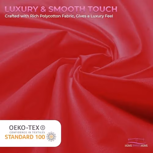 Home Sweet Home UK Plain Dyed Polycotton Duvet Cover and Pillowcase Set, Red, Super King, Duvet: 200 x 200 cm, Pillowcase: 48 x 74 cm – 4