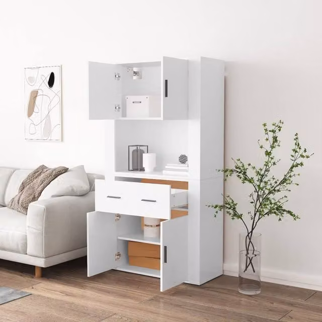 Berkfield Home Modern Matt White MDF Highboard W/D/H: 80 x 33 x 80 cm – 1
