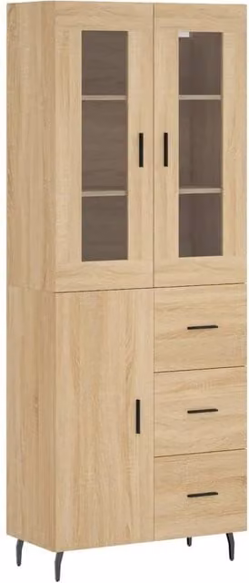 Berkfield Home Sonoma Oak Highboard in Brown, W/D/H: 69.5 x 34 x 180 cm