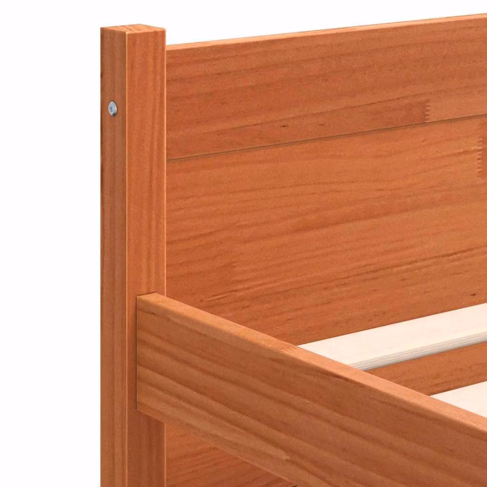Berkfield Home Solid Pine Wood Bed Frame in Wax Brown, W/D/H: 205.5 x 185.5 x 51 cm – 3