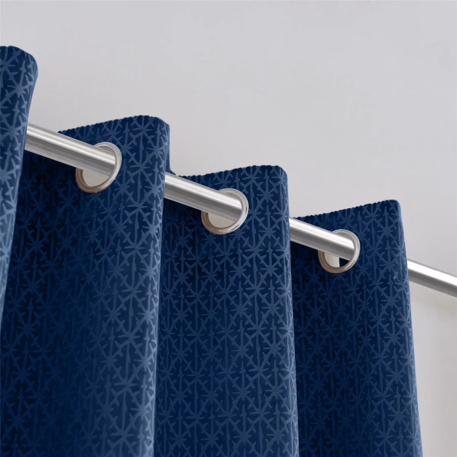Luxury Living Temple Velvet Navy Blue Blackout Eyelet Curtains, Width: 117 cm, Drop: 137 cm – 3
