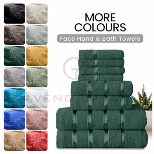 Gaveno Cavailia 8 Piece Cotton Towel Set in Green, 450 GSM Quick Dry Absorbent Towels including 4 Face Towels, 2 Hand Towels and 2 Bath Towels – 5