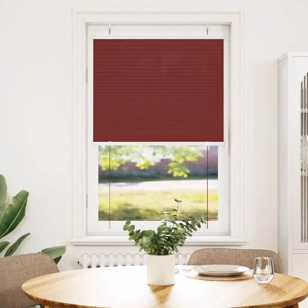 Berkfield Home Single Pleat Corded Blind in Bordeaux Red, W: 80 cm, H: 100 cm, Semi-Transparent Polyester Fabric – 2