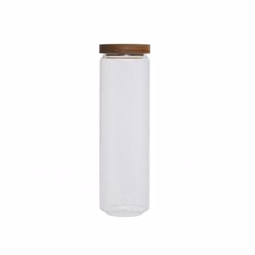 Orsina Freska Set of 3 Transparent Glass Jars with Solid Wood Lids, 1600 ml – 1