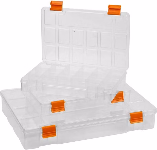 PAWNORA 3 Piece Transparent and Orange Plastic Tool Storage Box Set – 1