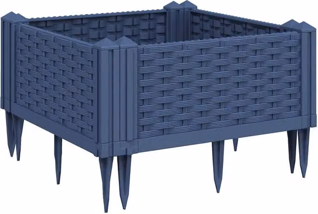 Berkfield Home Garden Planter with Pegs in Blue and Grey, W: 42.5 cm, D: 42.5 cm, H: 28.5 cm