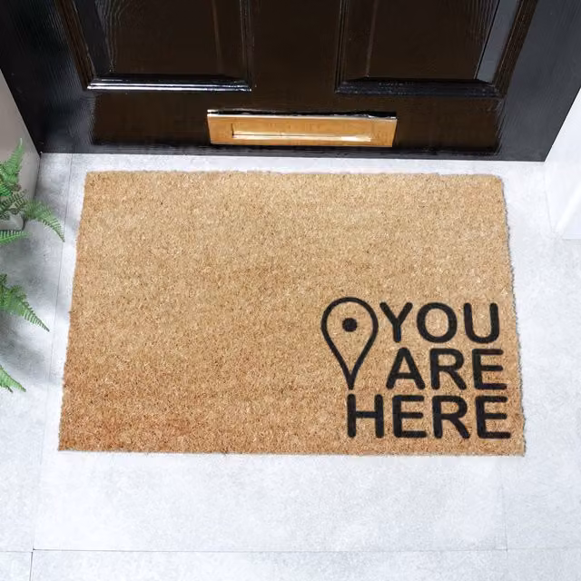 Artsy Mats You are Here Brown Coir and Natural Rubber Non-Slip Weatherproof Rectangular Doormat
