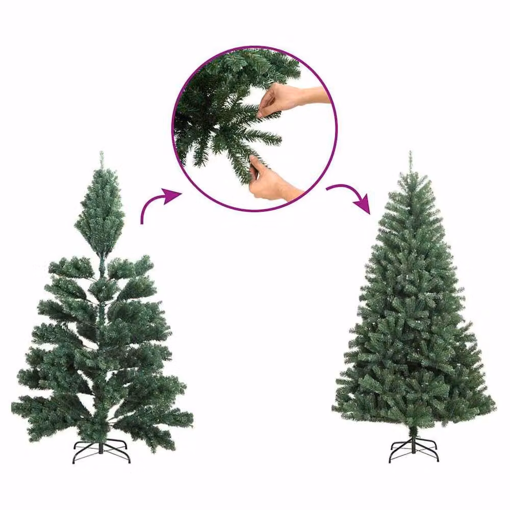 Berkfield Home Pre-lit Artificial Christmas Tree in Green with Stand – 6
