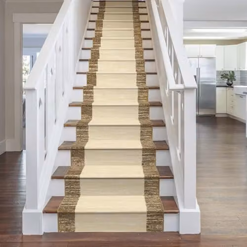 runrug Soft and Comfortable Stair Runner in Beige, W: 70 cm, L: 570 cm – 3