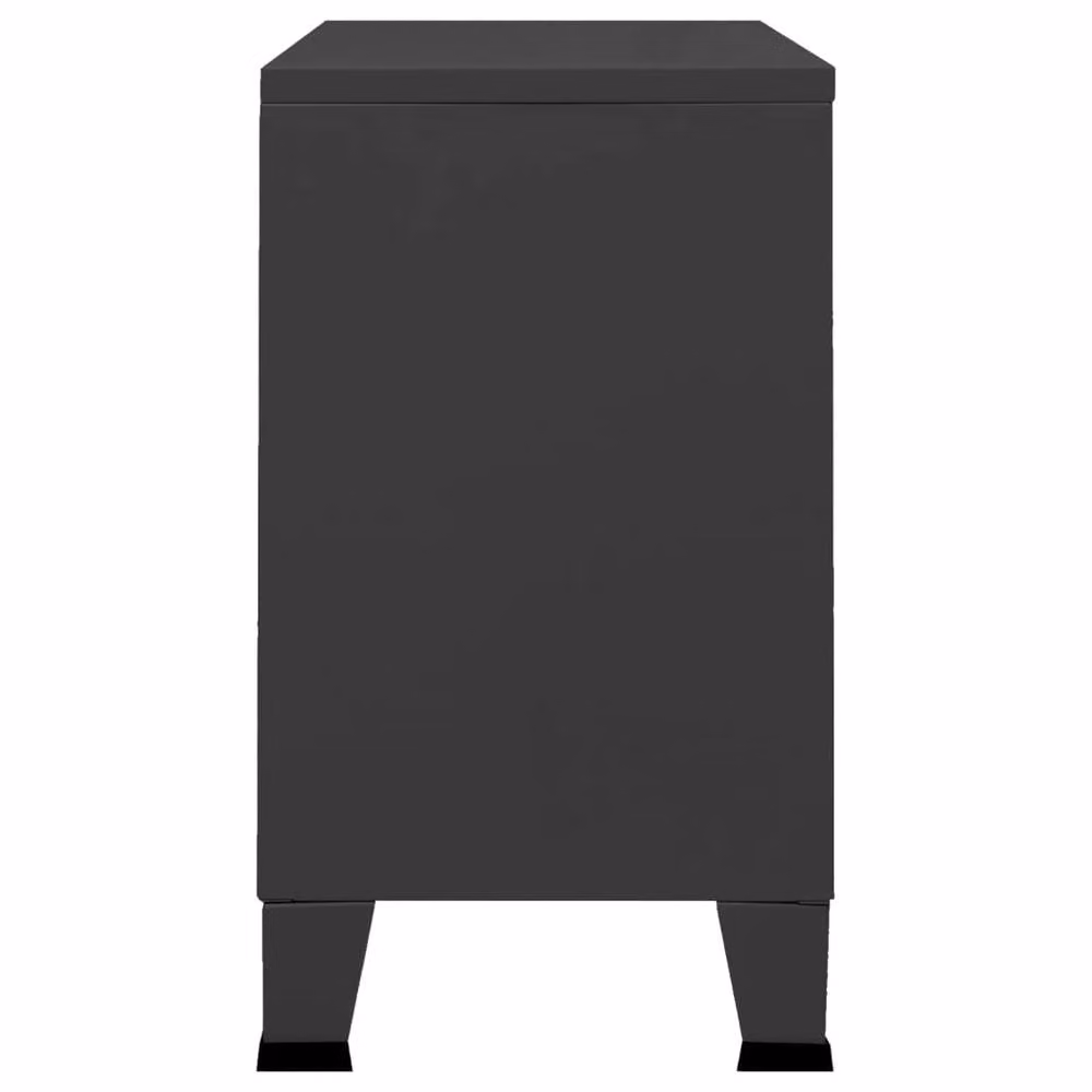 Berkfield Home Industrial Sideboard in Black Metal and Glass, W/D/H: 105 x 35 x 62 cm – 3