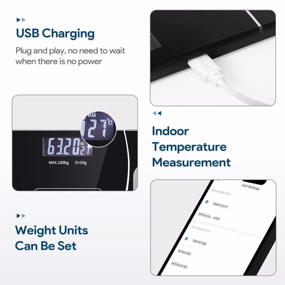 Kelvenix Smart Bluetooth Body Fat Scale with BMI Tracking and App Control, Black – 6