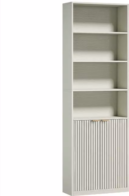 HOMCOM 6-Tier Adjustable Bookshelf in Light Green with Gold Accents