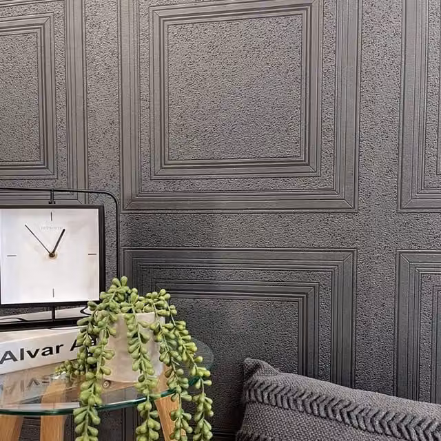 Belgravia Decor Modern Geometric Textured Wood Look Panel in Black