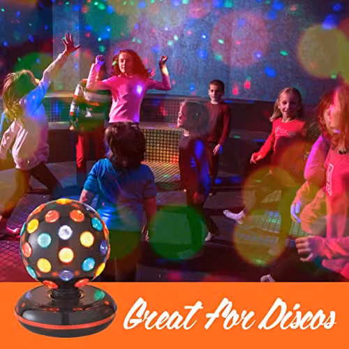 Global Gizmos 45830 Rotating LED Disco Ball with Multi-Colour Lights, Black – 4