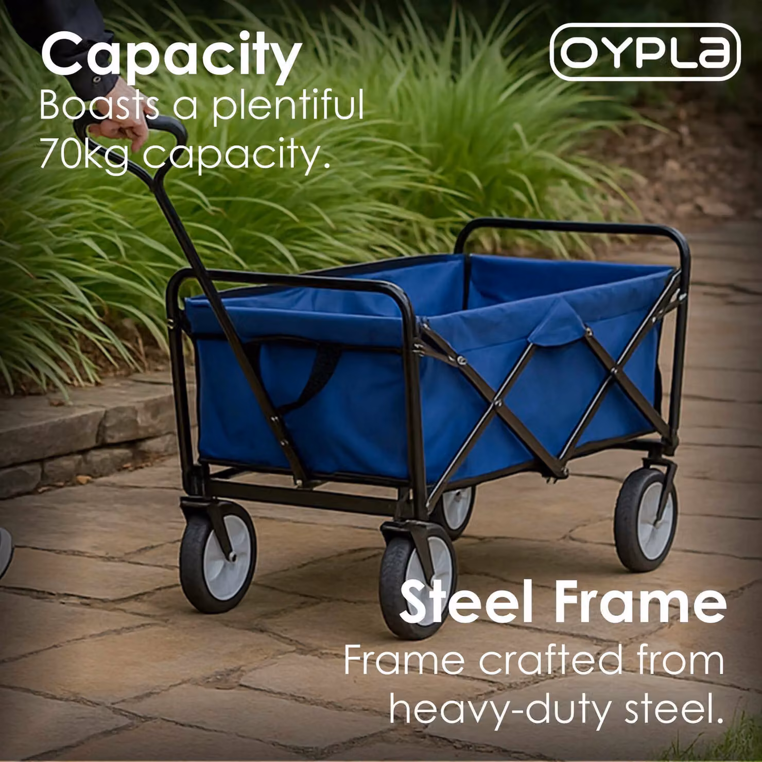 Oypla Heavy Duty Foldable Garden Trolley Cart in Blue and Black – 3
