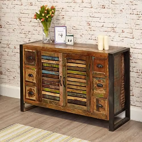 baumhaus Urban Chic 6 Drawer Sideboard in Multicolour Industrial Style