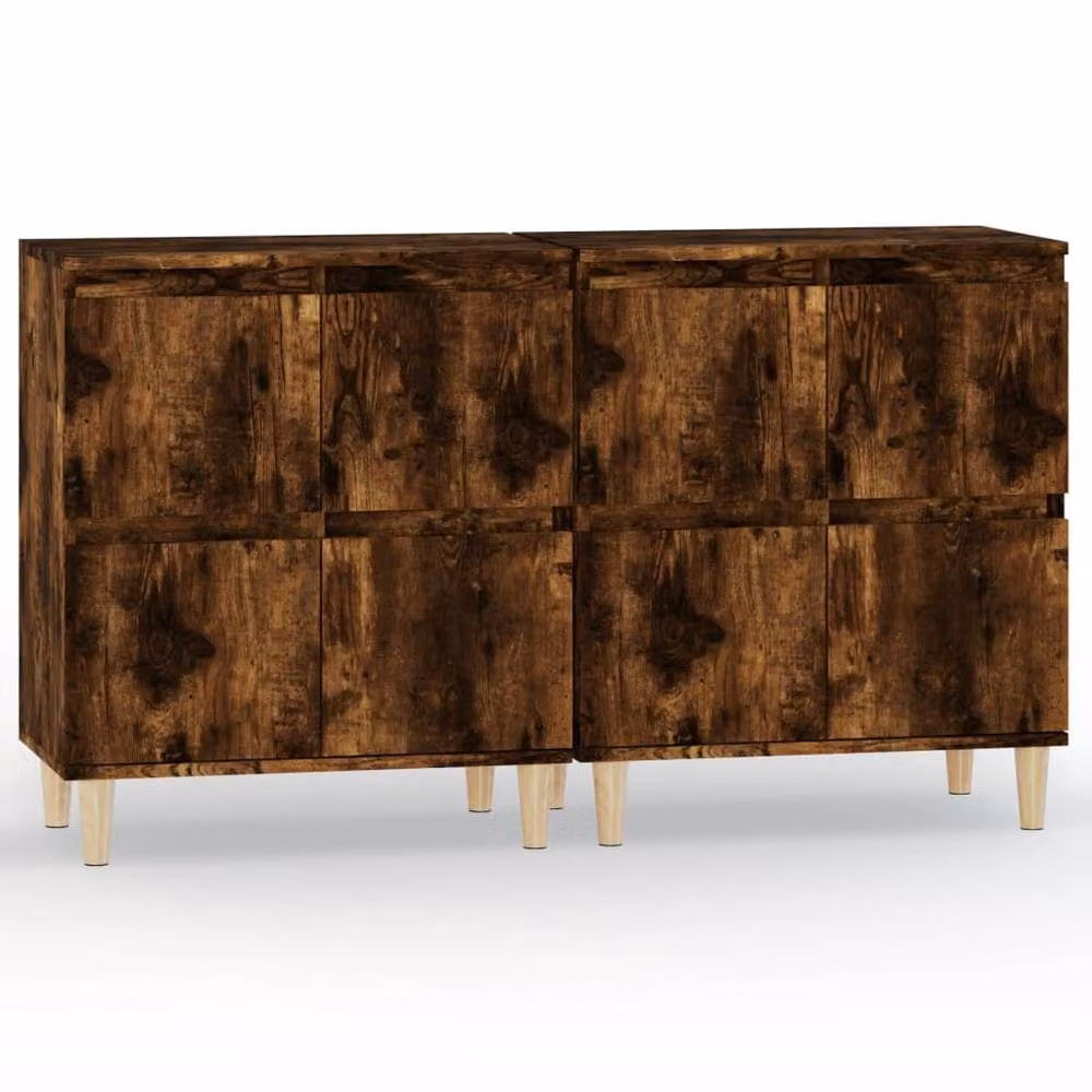 Berkfield Home Set of 2 Smoked Oak Sideboards in Brown, W/D/H: 60 x 35 x 70 cm – 2