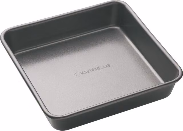 MasterClass Non-Stick Square Carbon Steel Cake Tin, Grey, 23 cm – 1