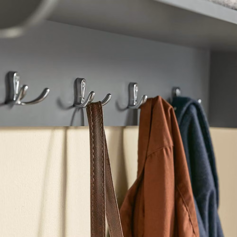 SoBuy Wall-Mounted Coat Rack with 5 Hooks and 3 Baskets in Grey – 4