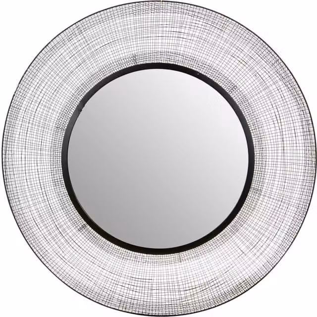 Interiors by Premier Farran Sun Wall Mirror with Silver Finish and Black Geometric Metal Frame