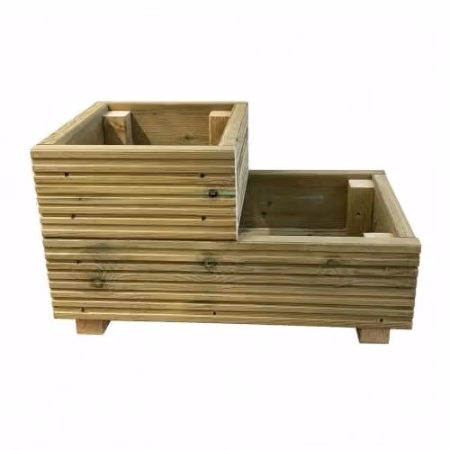 Planter Potters Two-Tier Brown Wooden Raised Bed Planter for Herb, Vegetable and Ornamental Gardens W/D/H: 57 x 35 x 35 cm – 2