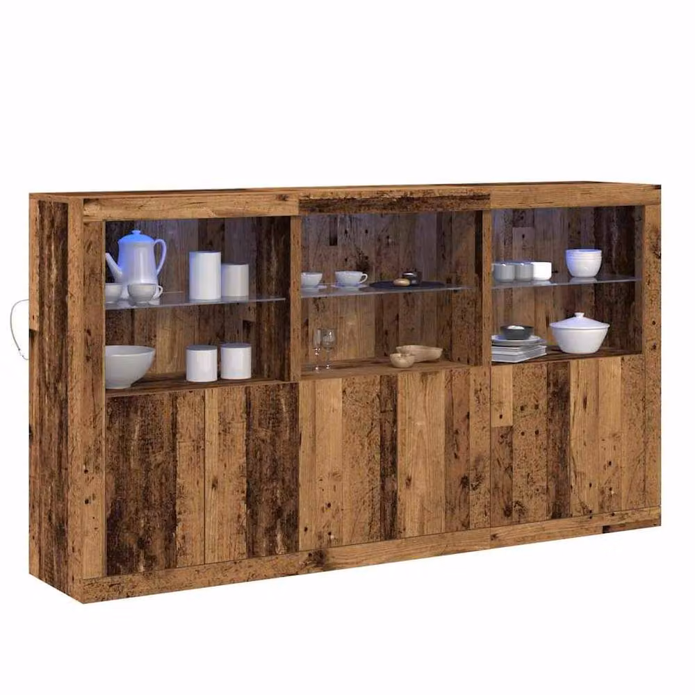 Berkfield Home Rustic Brown Sideboard with Integrated LED Lights, W/D/H: 181.5 x 37 x 100 cm – 3