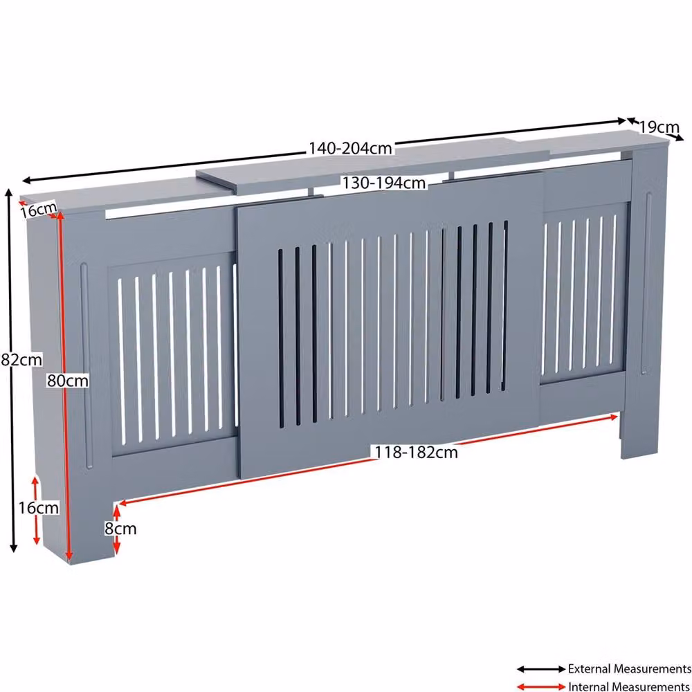 SPETLEK Grey Wall Mounted Radiator Cover Cabinet W: 83 cm, H: 140-204 cm, D: 19 cm – 2