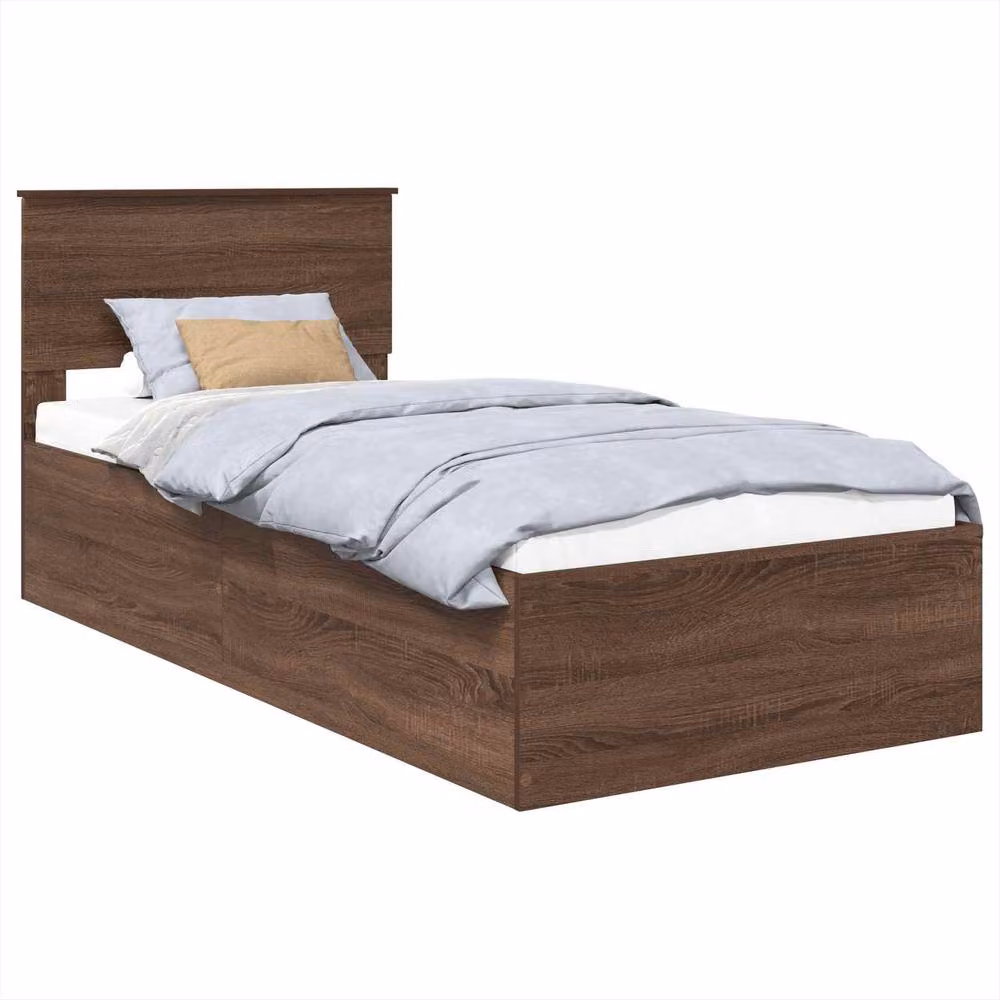 Berkfield Home Modern Bed Frame with Headboard in Brown Oak, Engineered Wood, W: 75 cm, L: 190 cm – 2