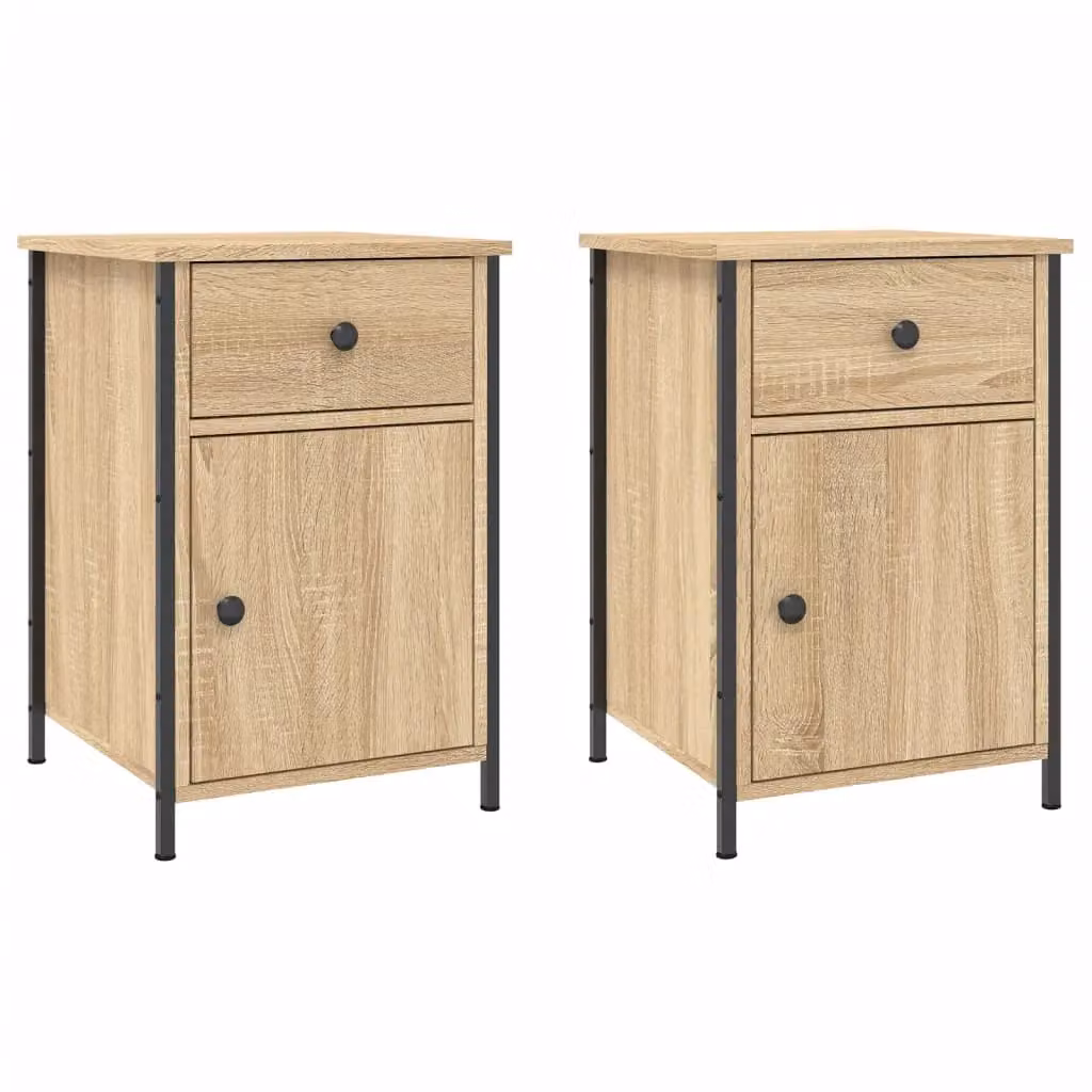 Berkfield Home Set of 2 Sonoma Oak Bedside Cabinets in Brown, W/D/H: 40 x 42 x 60 cm – 2