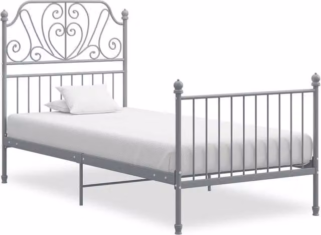 Berkfield Home Grey Metal Bed Frame W/D/H: 100 x 200 cm