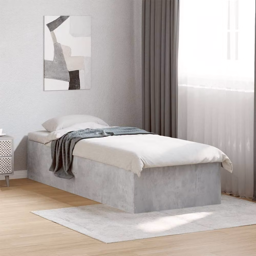 Berkfield Home Small Single Bed Frame in Concrete Grey, W: 75 cm x D: 190 cm – 2