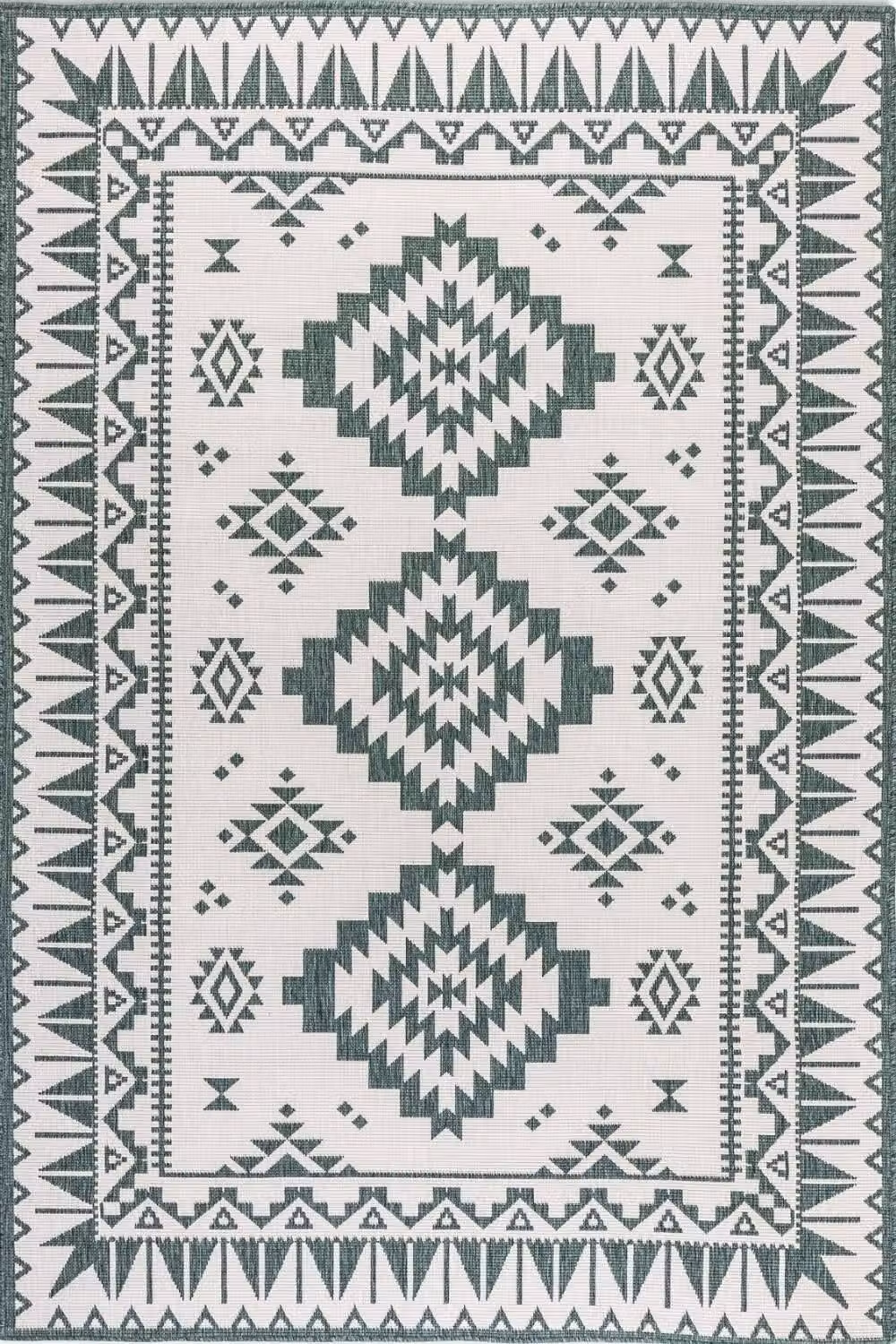 THE RUGS Dynamic Reversible Oriental Indoor and Outdoor Polypropylene Rug in Green, W/D: 200 x 290 cm – 2