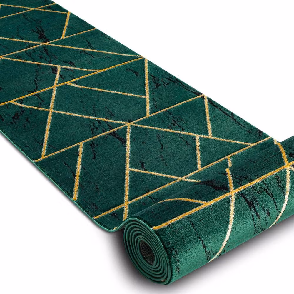 RugsX Exclusive Emerald Green Geometric Runner, W: 80 cm, L: 320 cm – 2