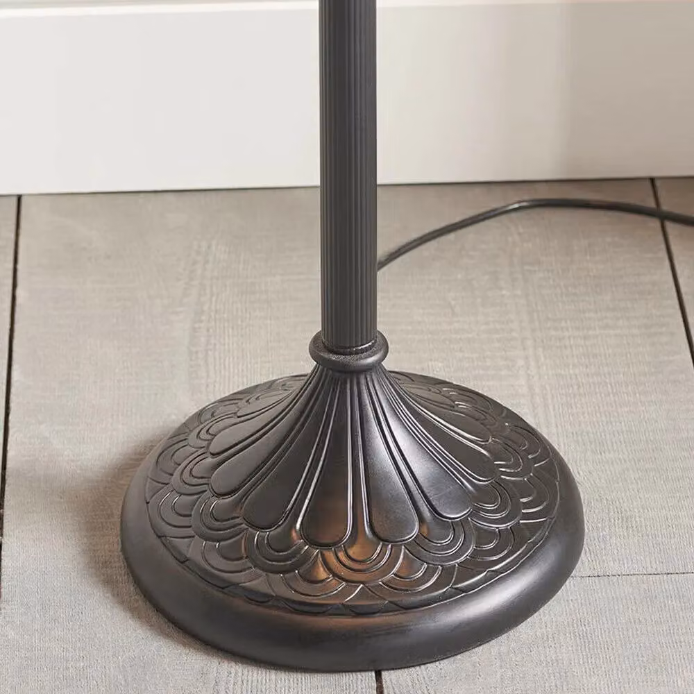 Loops Tiffany Twin Floor Lamp in Dark Bronze with Multicolour Stained Glass Shade – 3